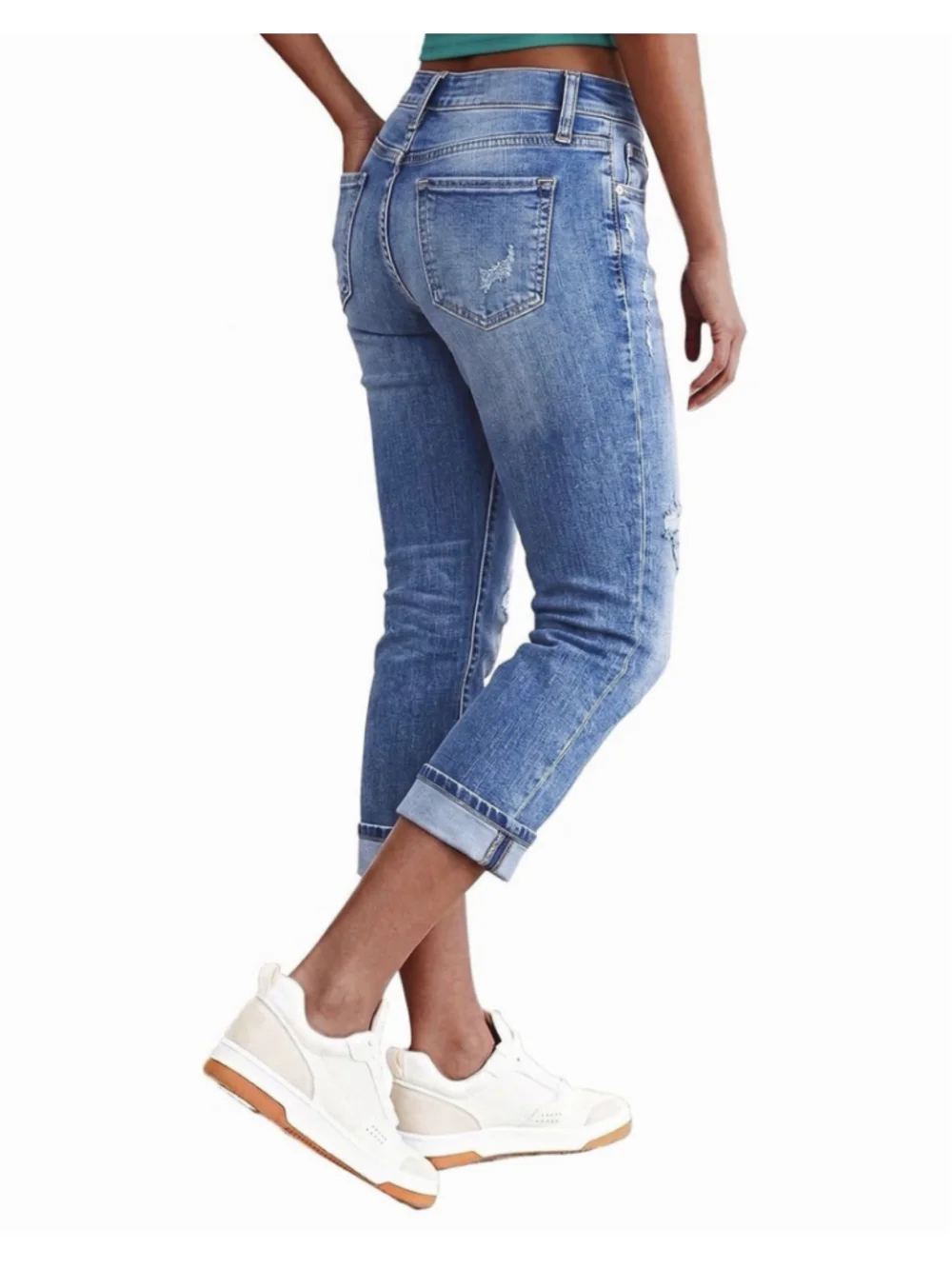 Flamingals Women's Denim Capri Jeans for Women Mid Rise Skinny Capri M
